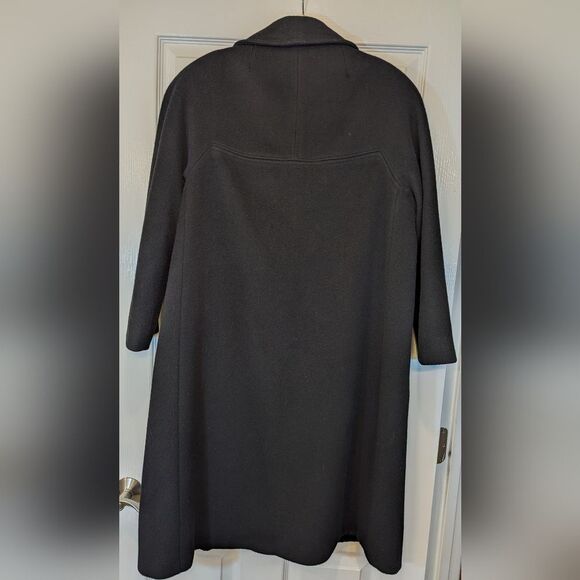 Fortsmann by Loring Black wool double breasted jacket full length coat size M - Picture 2 of 10
